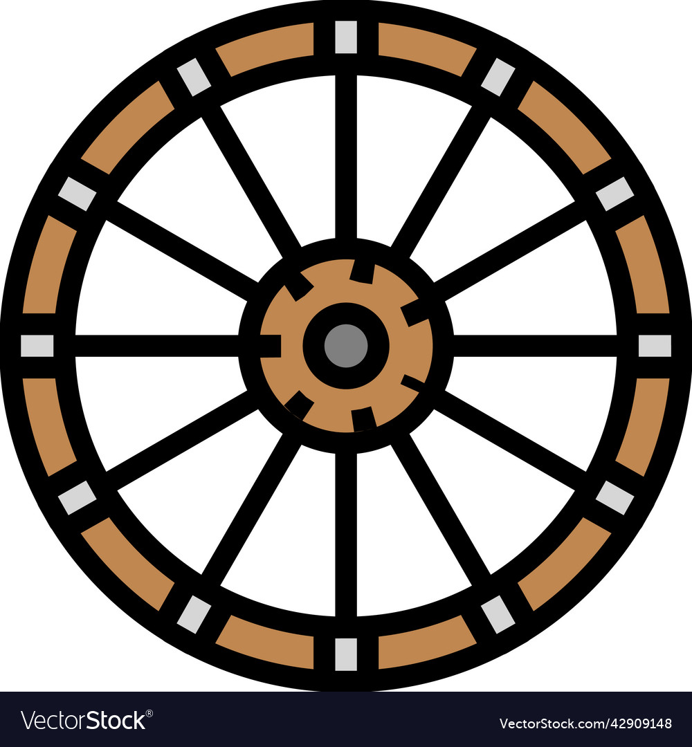 Old wheel color icon Royalty Free Vector Image