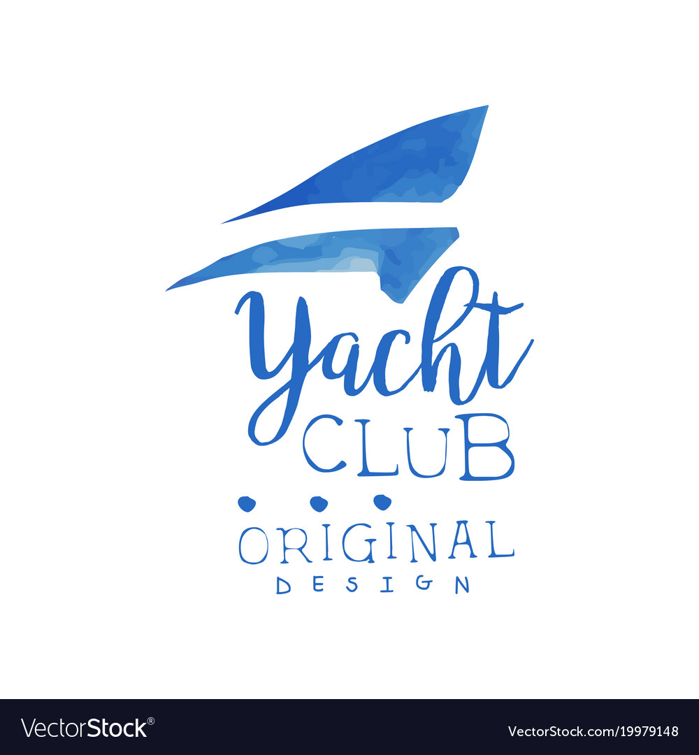 Original Hand Drawn Logo Template For Yacht Club Vector Image