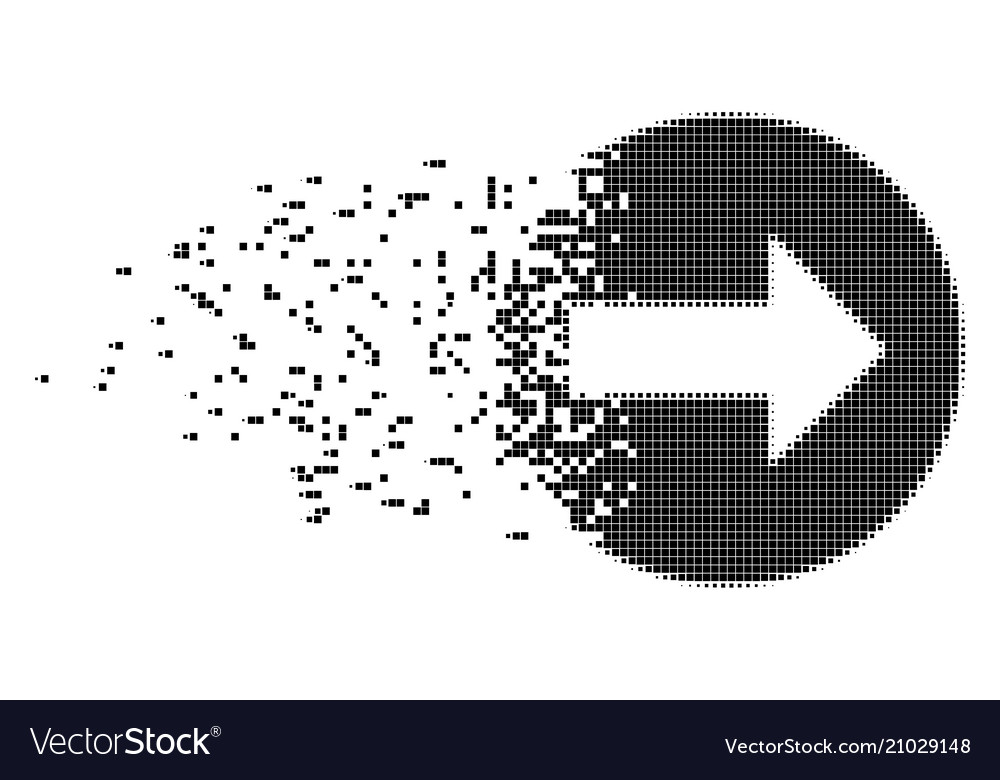 Right rounded arrow fragmented pixel icon