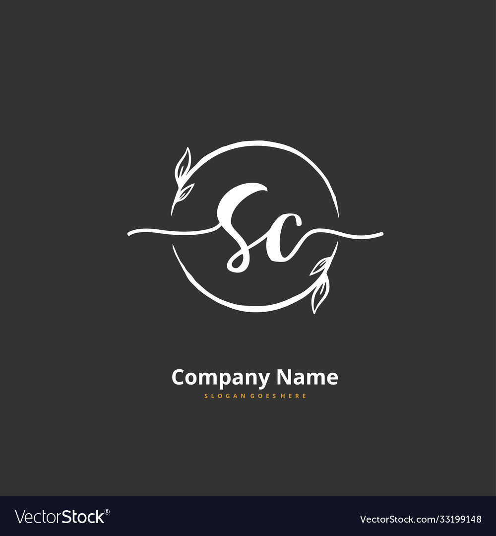 S c sc initial handwriting and signature logo