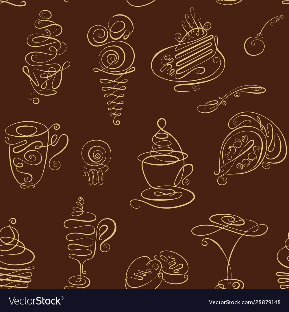 Seamless monochrome pattern with hand drawn line