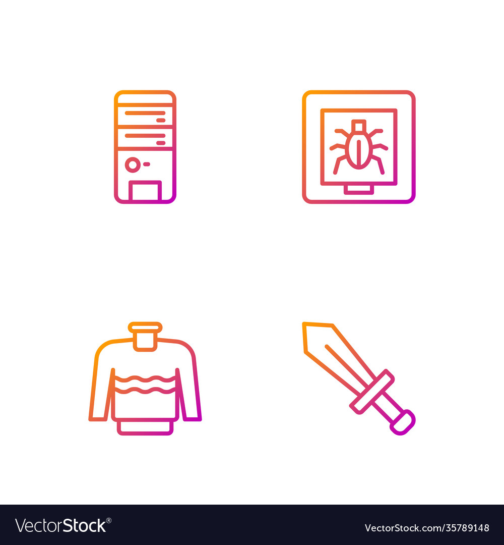 Set line sword for game sweater computer vector image Set line sword for game sweater computer