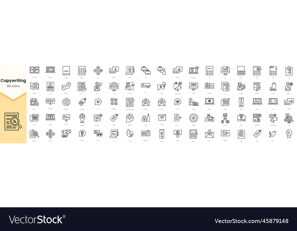 Set of copywriting icons simple line art style