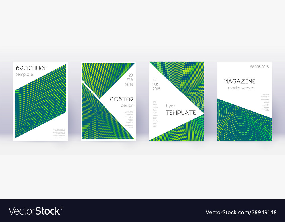 Triangle brochure design template set green abstr Vector Image