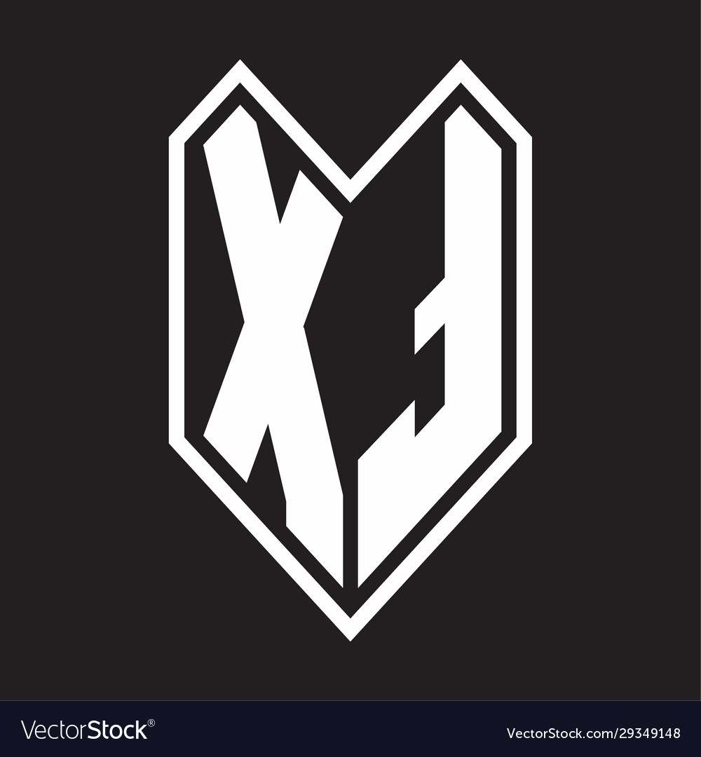 Xt logo monogram with emblem line style isolated