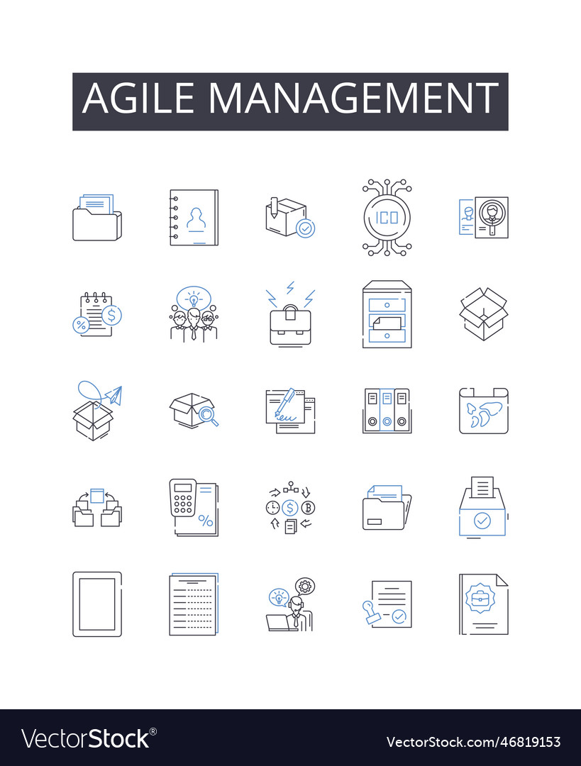 Agile management line icons collection lean vector image Agile management line icons collection lean
