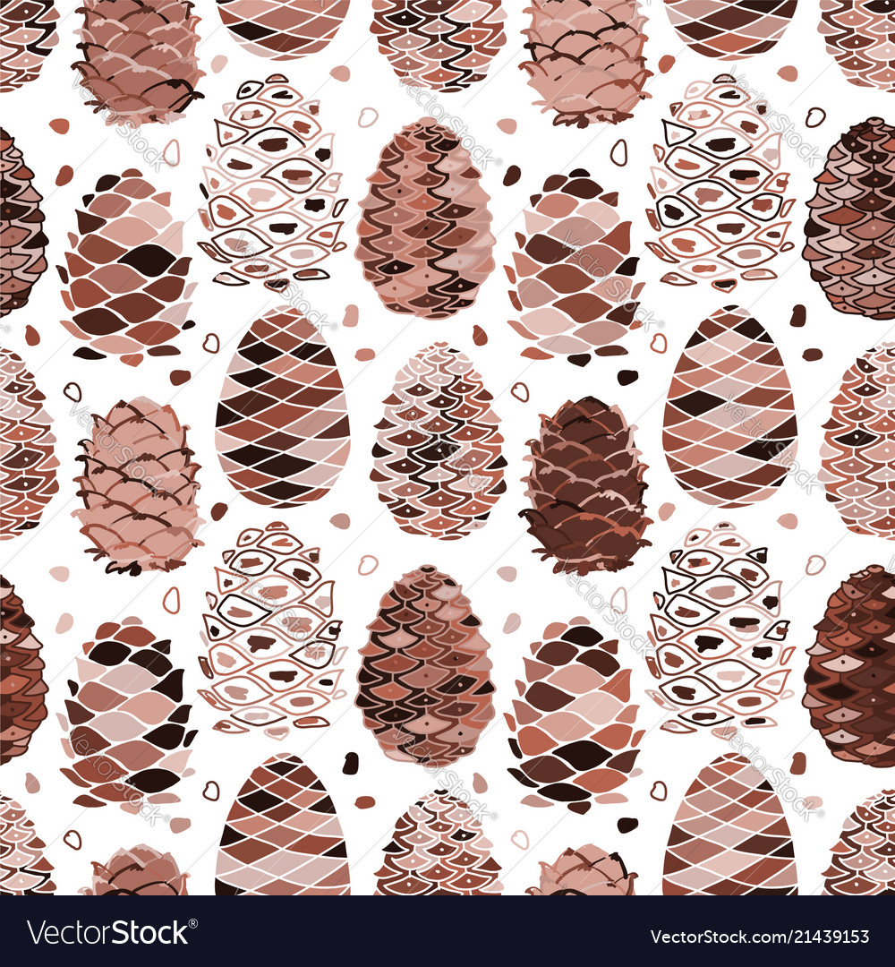 Cedar cones seamless pattern for your design vector image Cedar cones seamless pattern for your design