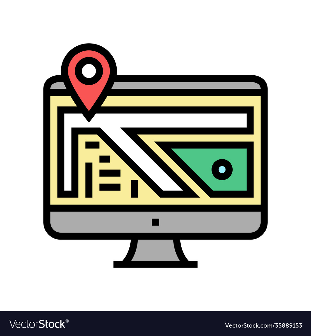 Computer monitor map location color icon