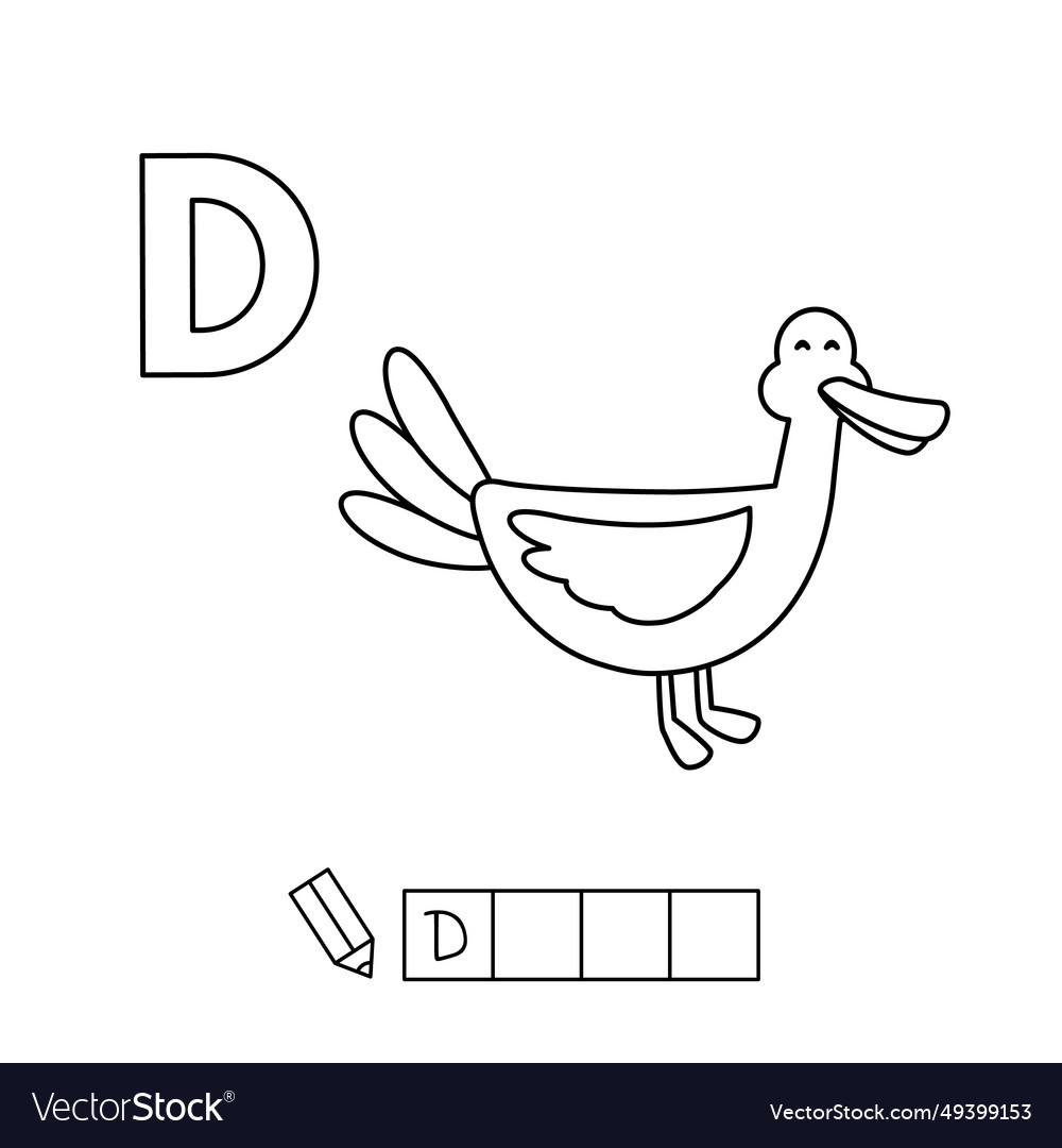 Cute cartoon animals english alphabet duck Vector Image