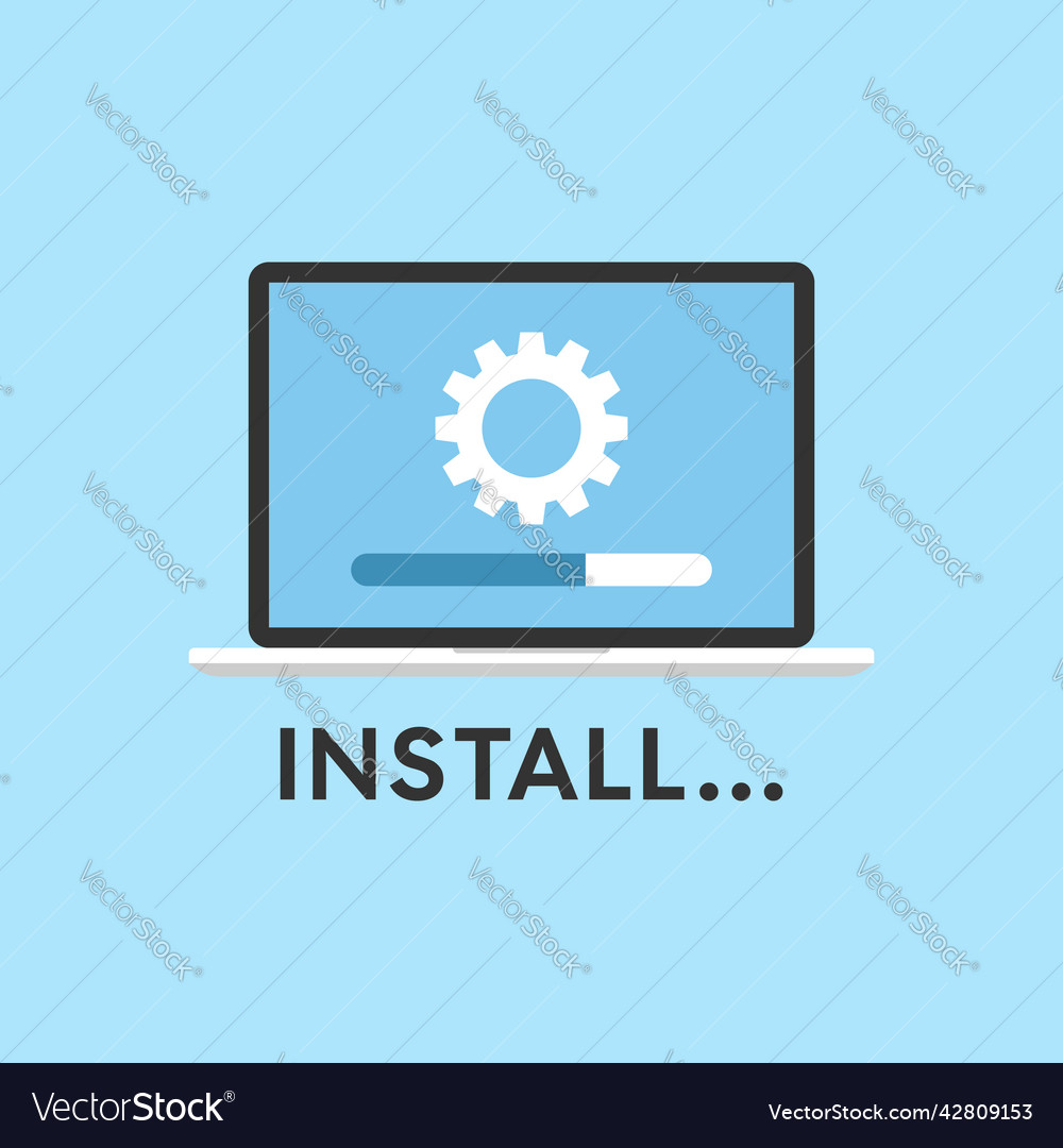 Install programm icon in flat style software vector image Install programm icon in flat style software