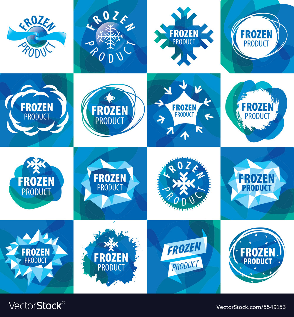 Large set of logos for frozen products Royalty Free Vector