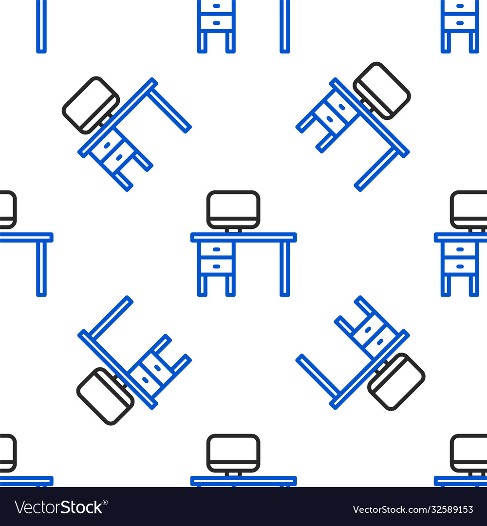 Line computer monitor and desk icon isolated vector image Line computer monitor and desk icon isolated