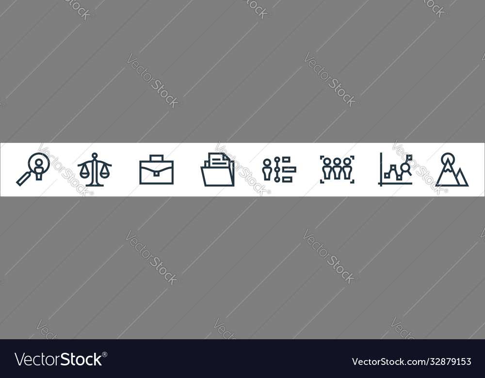 Management line icons linear set quality vector image Management line icons linear set quality