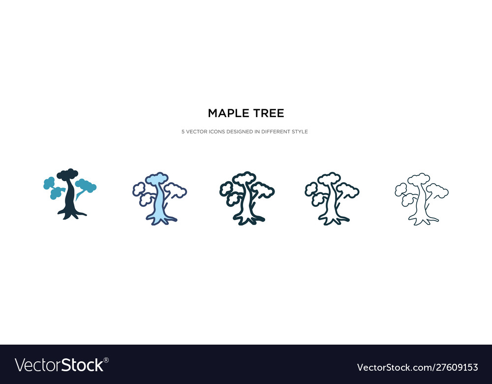 Maple tree icon in different style two colored