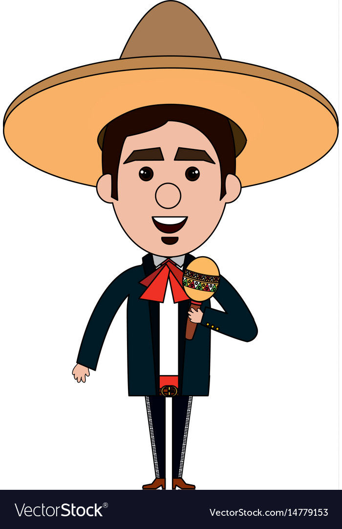 Mexican mariachi with maracas avatar character Vector Image