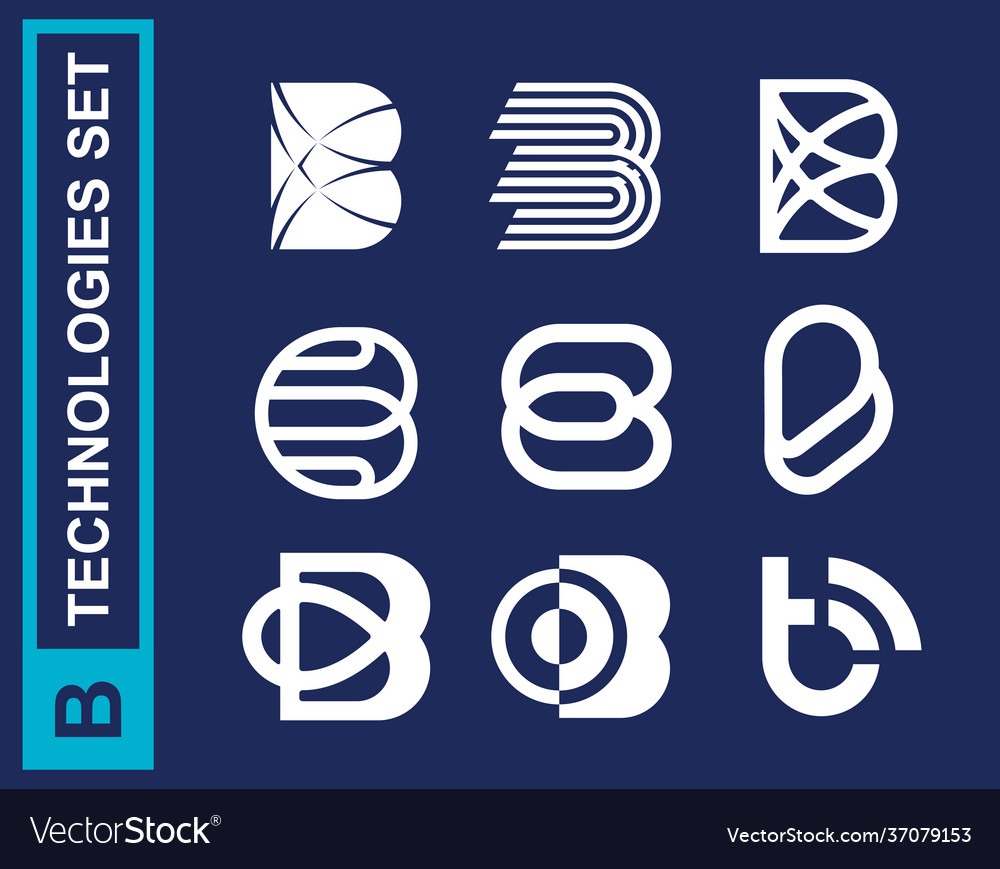 Modern professional set logos b technology in blue vector image Modern professional set logos b technology in blue