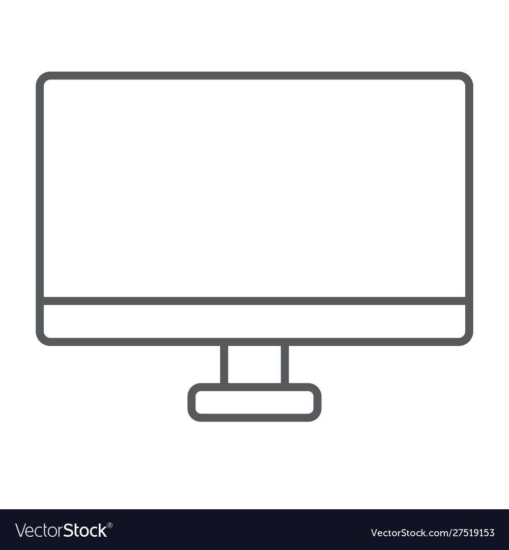 Monitor thin line icon desktop and device