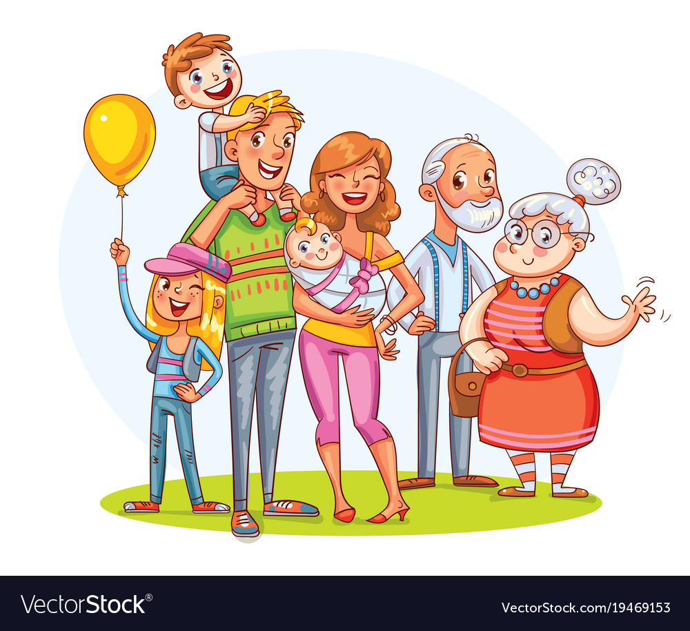 My big family together funny cartoon character Vector Image