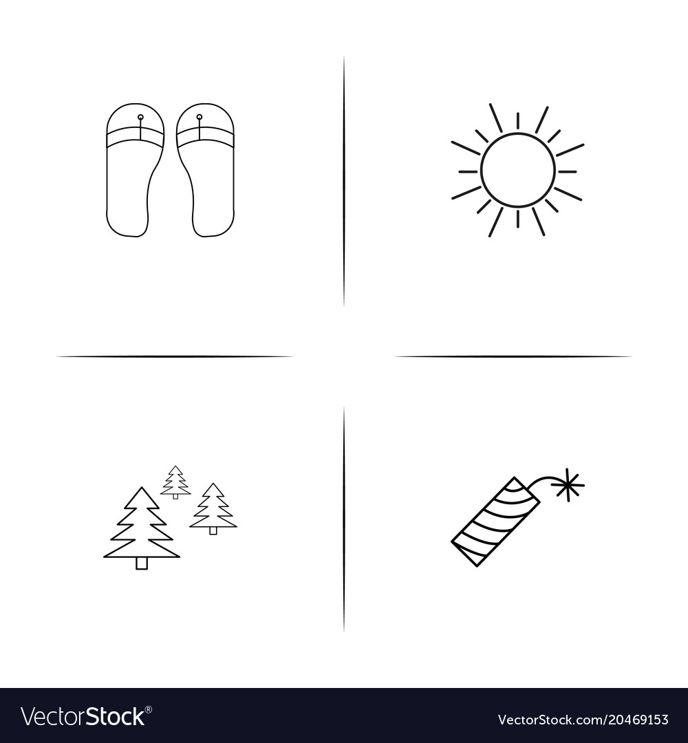 Nature simple linear icons set outlined