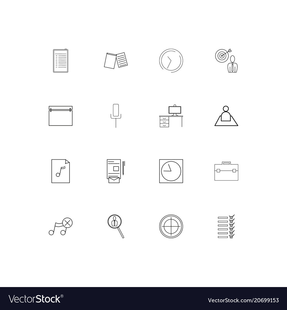 Office simple linear icons set outlined