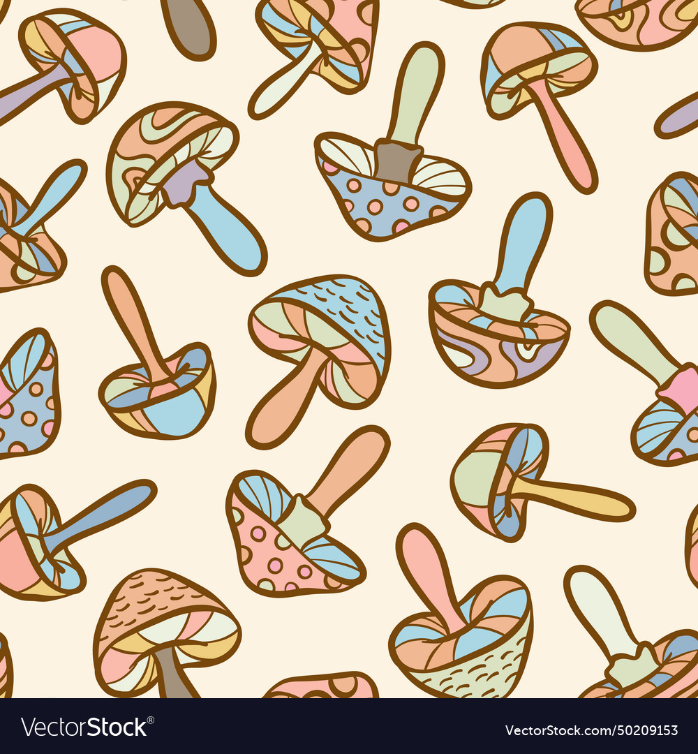 Retro mushroom seamless repeat pattern groovy
