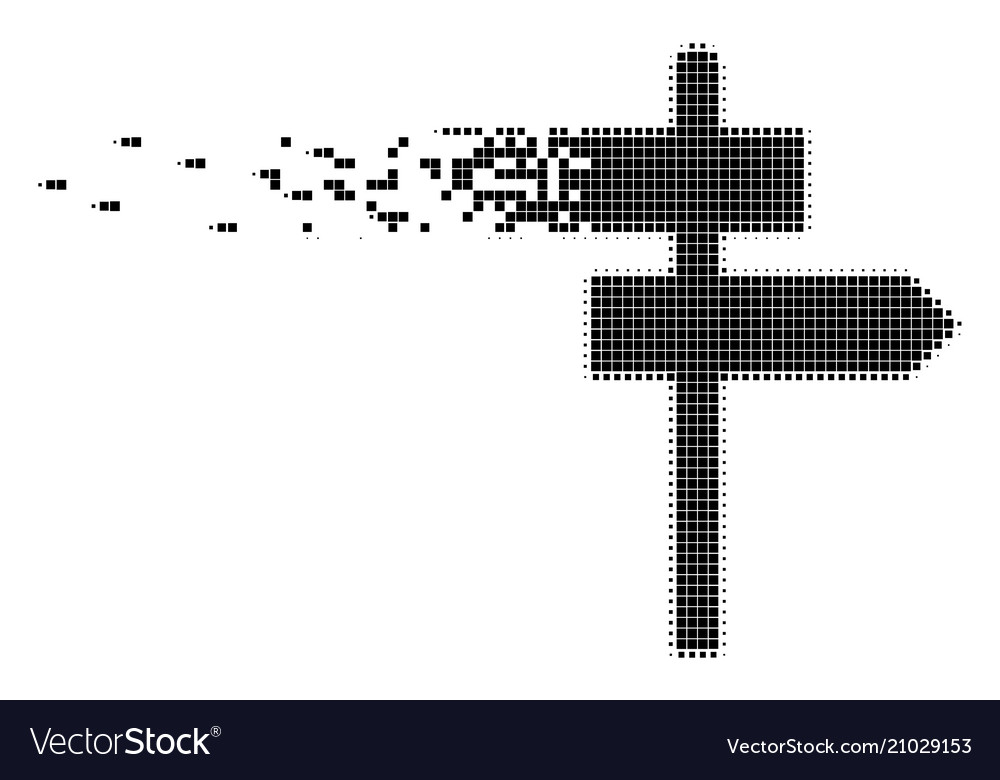 Road pointer disappearing pixel icon vector image Road pointer disappearing pixel icon