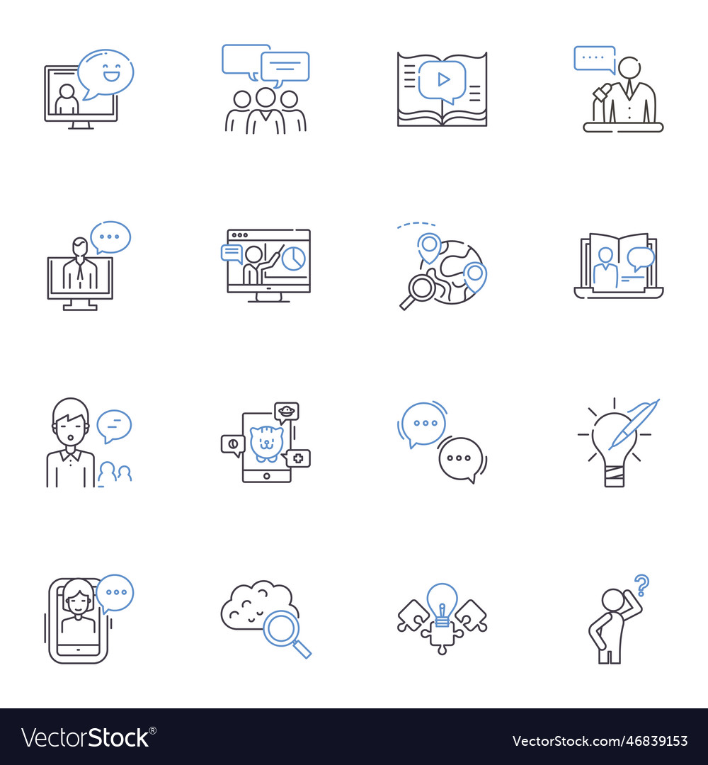 Scrutinizing and answers line icons collection