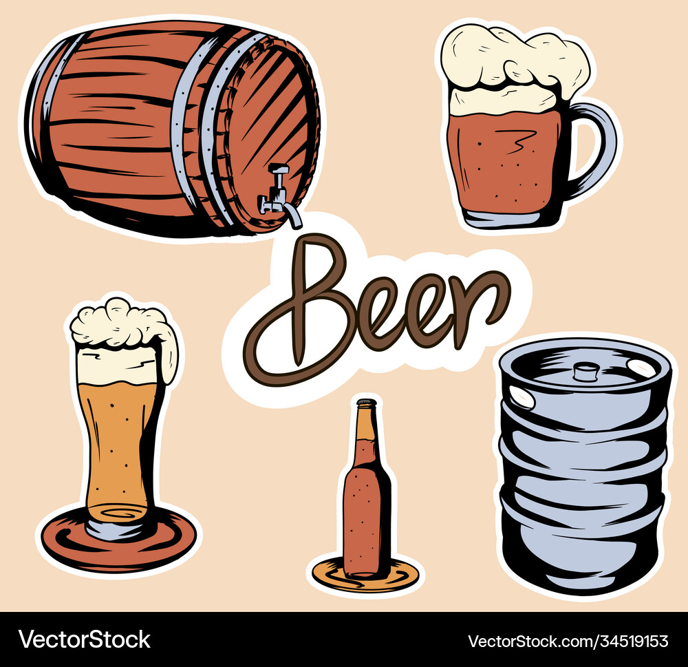 Set beer Royalty Free Vector Image - VectorStock