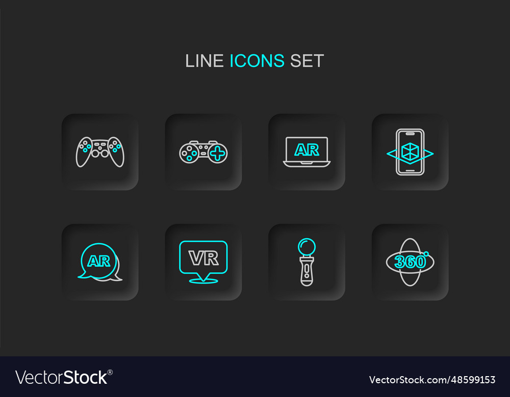 Set line 360 degree view vr controller game vector image Set line 360 degree view vr controller game