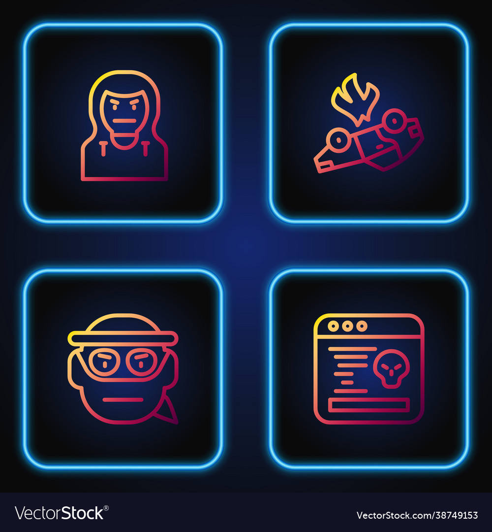 Set line system bug bandit thief mask vector image Set line system bug bandit thief mask