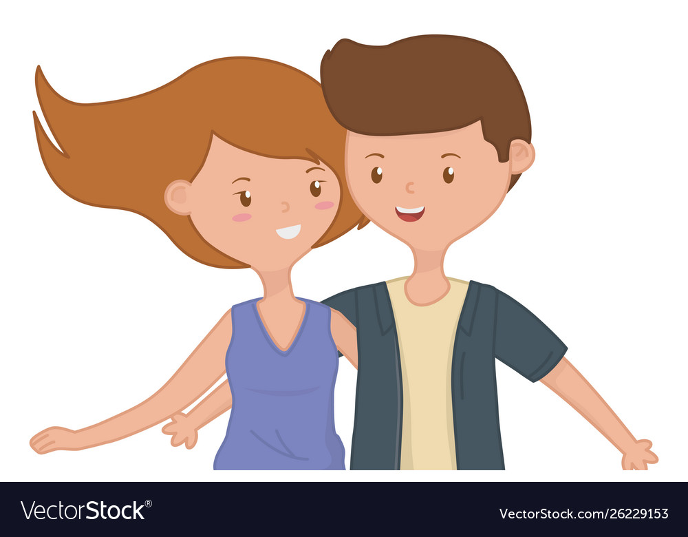 Teenager boy and girl cartoon design Royalty Free Vector