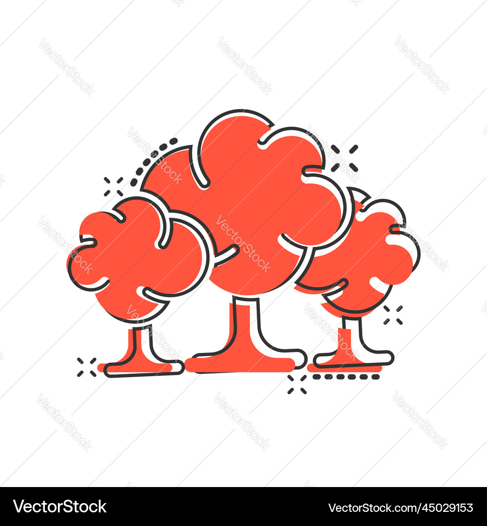 Tree icon in comic style forest cartoon on white Vector Image