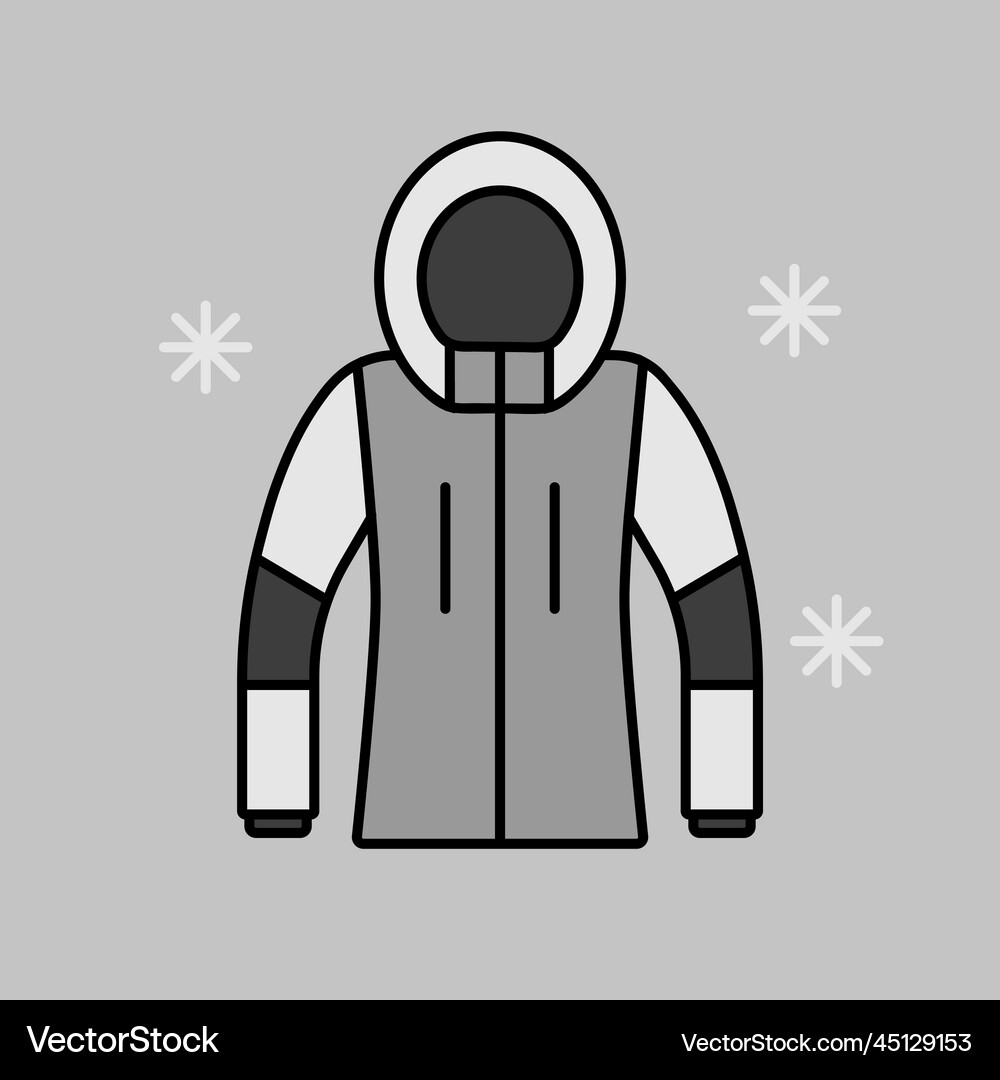 Winter jacket isolated grayscale icon Royalty Free Vector