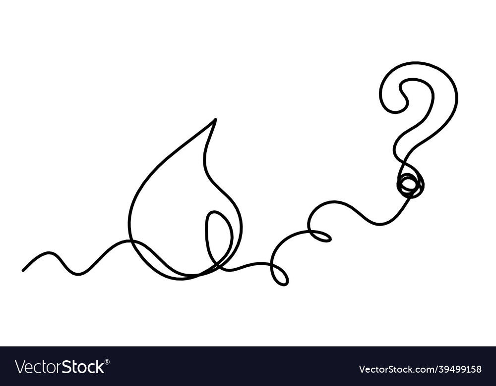 Abstract drop with question mark as line drawing