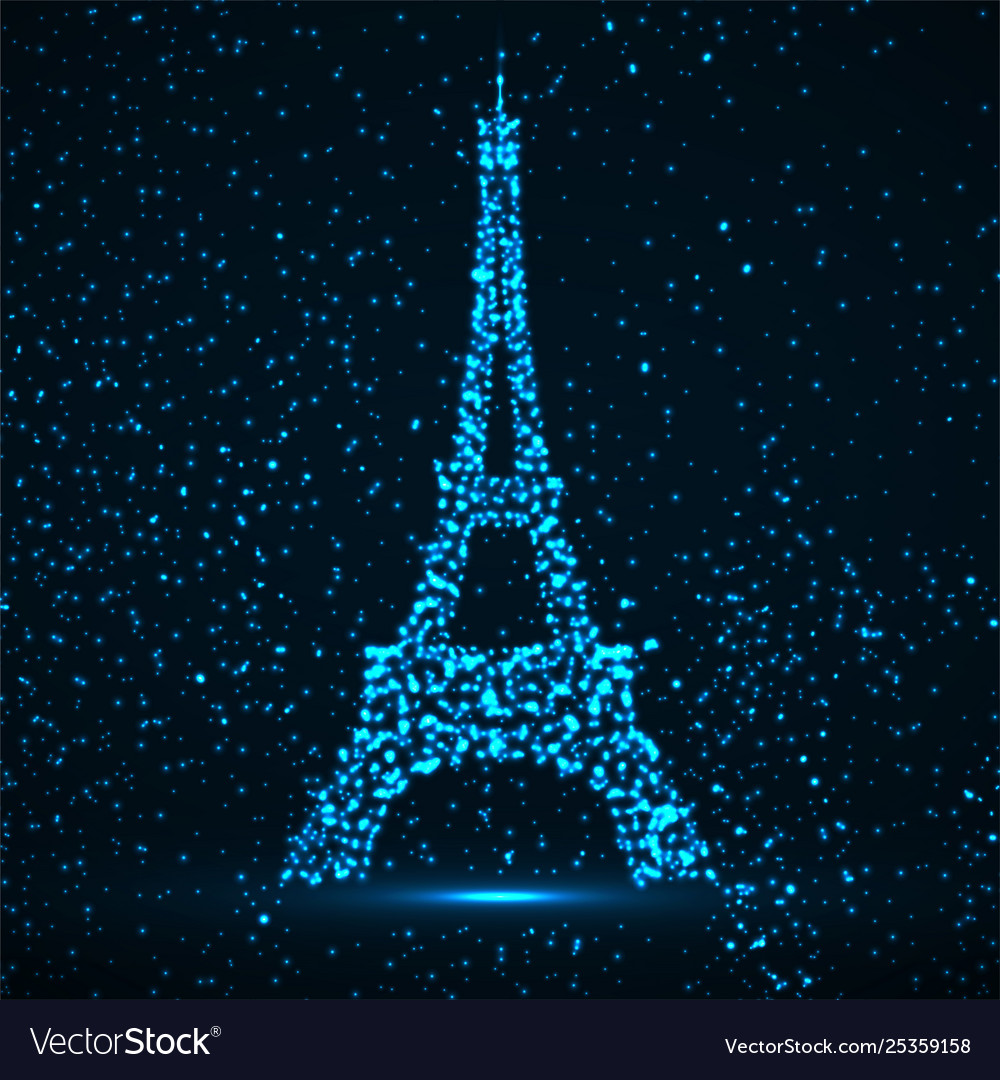 Abstract eiffel tower glowing particles
