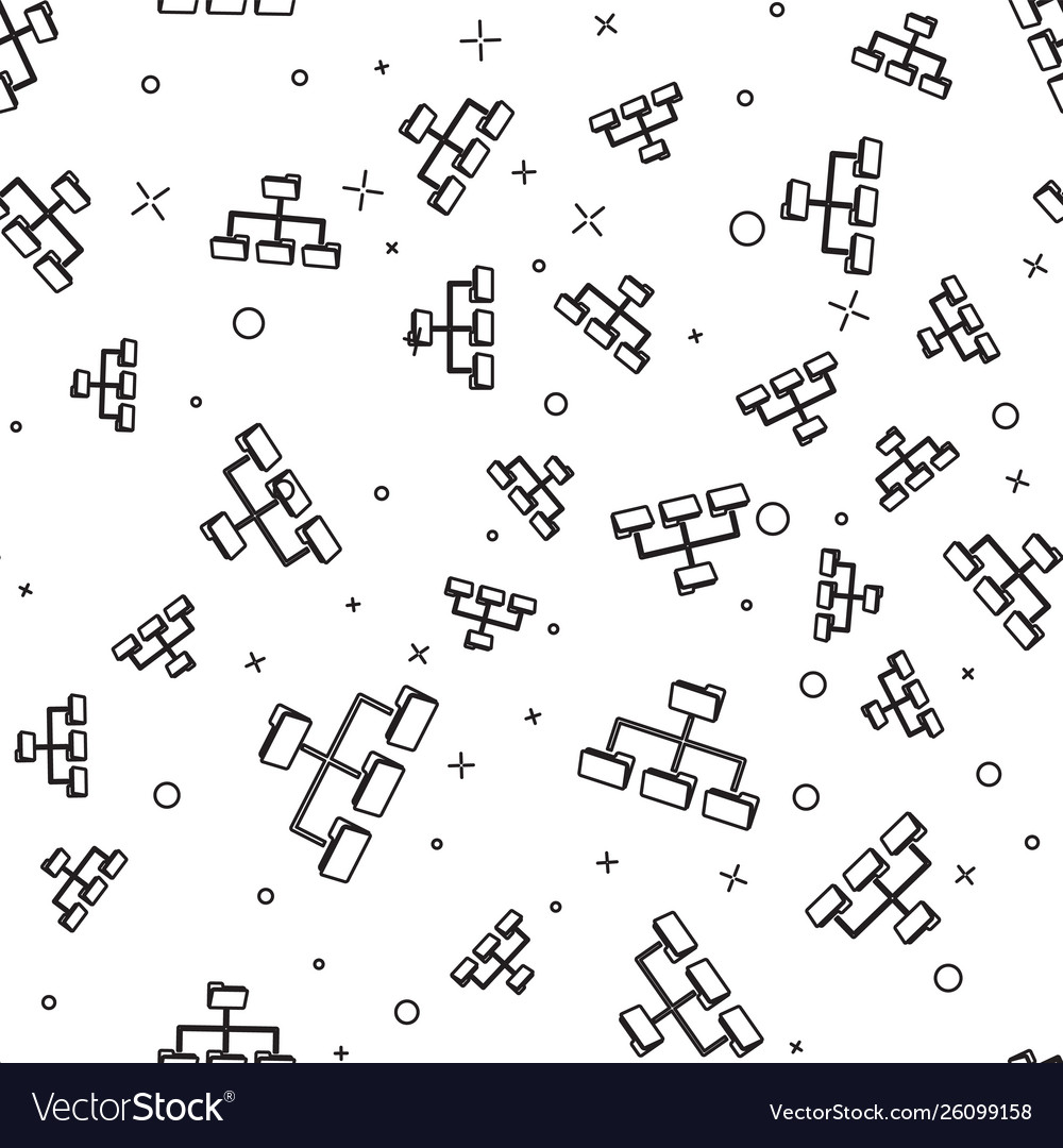 Black folder tree icon isolated seamless pattern