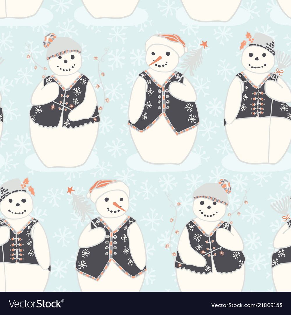 Blue festive christmas ice winter snowman friends vector image Blue festive christmas ice winter snowman friends