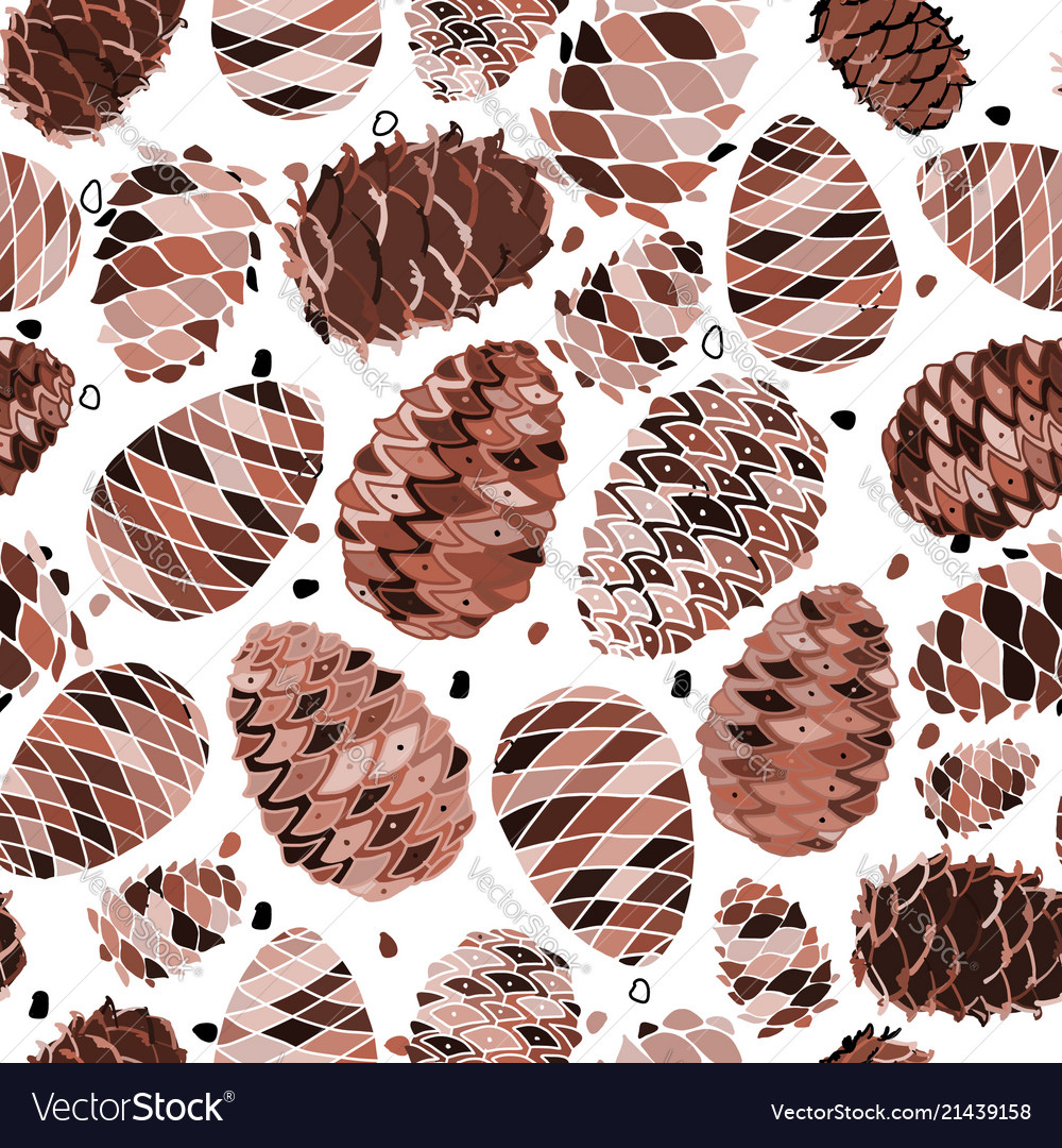 Cedar cones seamless pattern for your design vector image Cedar cones seamless pattern for your design