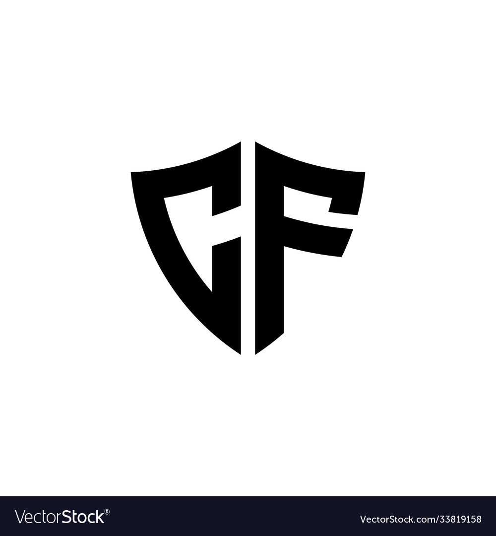 Cf monogram logo with shield shape design template