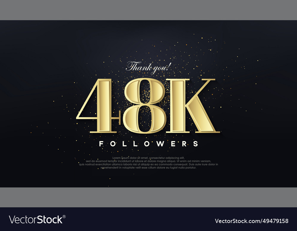 Design thank you 48k followers in soft gold color Vector Image