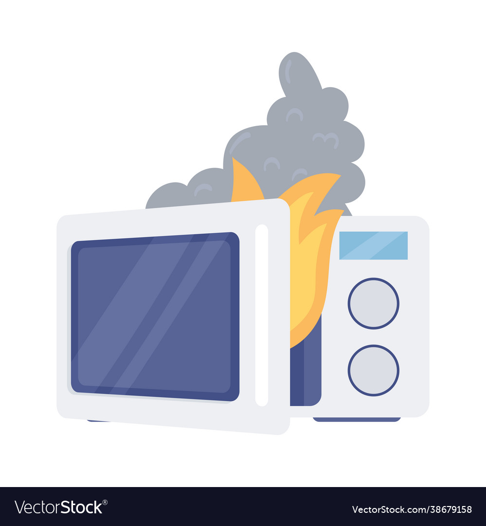 Fire damaged microwave Royalty Free Vector Image