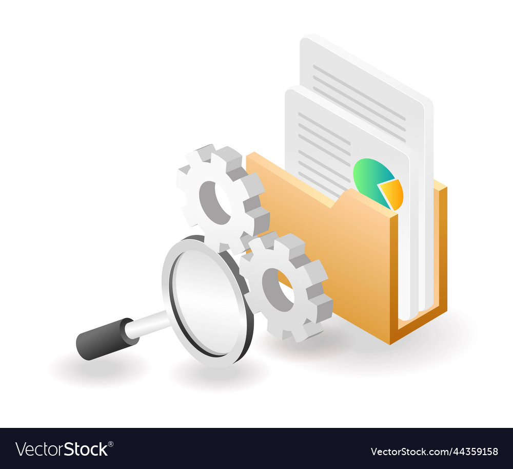 Flat isometric concept the process of searching Vector Image Flat isometric concept the process of searching