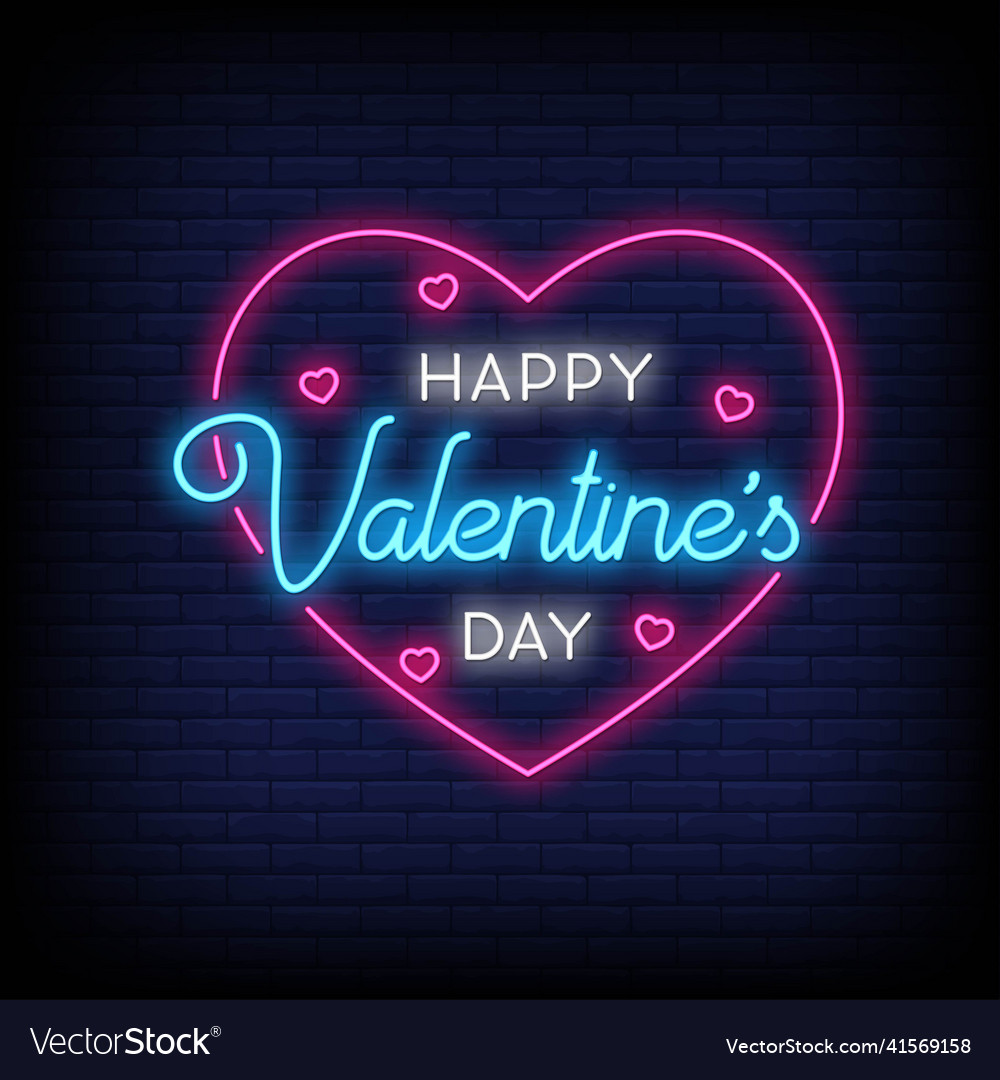 Happy Valentine Day Neon Signs Style Text Vector Image