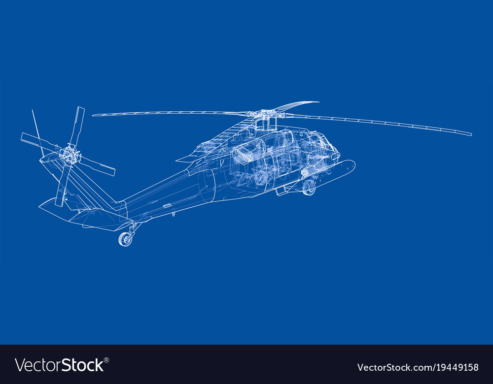 Helicopter outline military equipment Royalty Free Vector