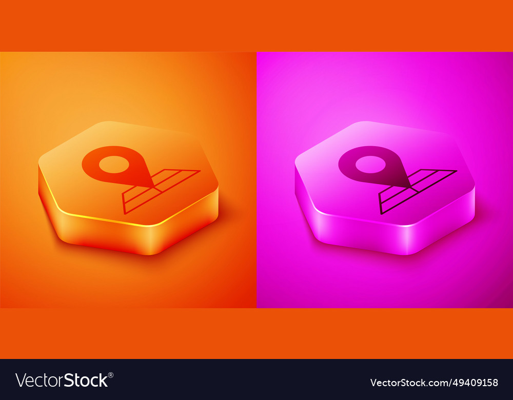 Isometric folded map with location marker icon Vector Image Isometric folded map with location marker icon