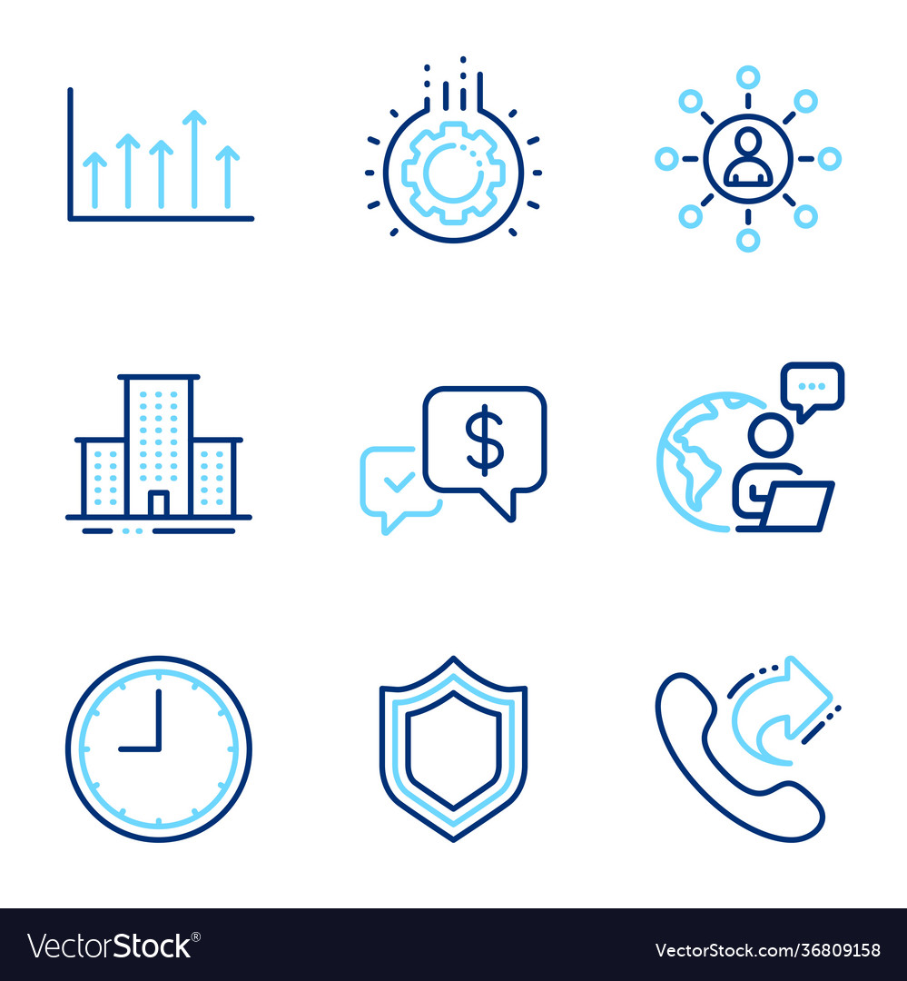 Line icons set included icon as security time