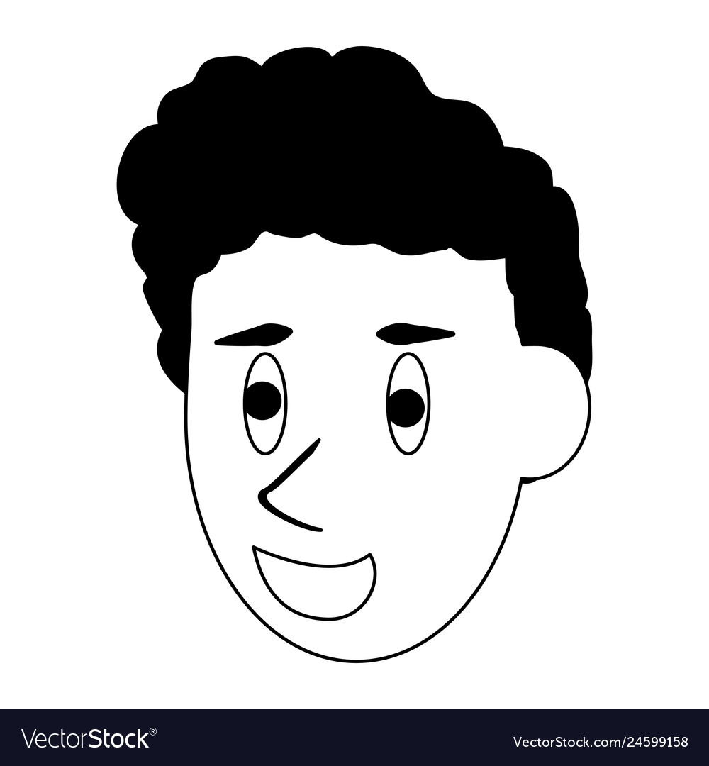 Man face cartoon in black and white Royalty Free Vector