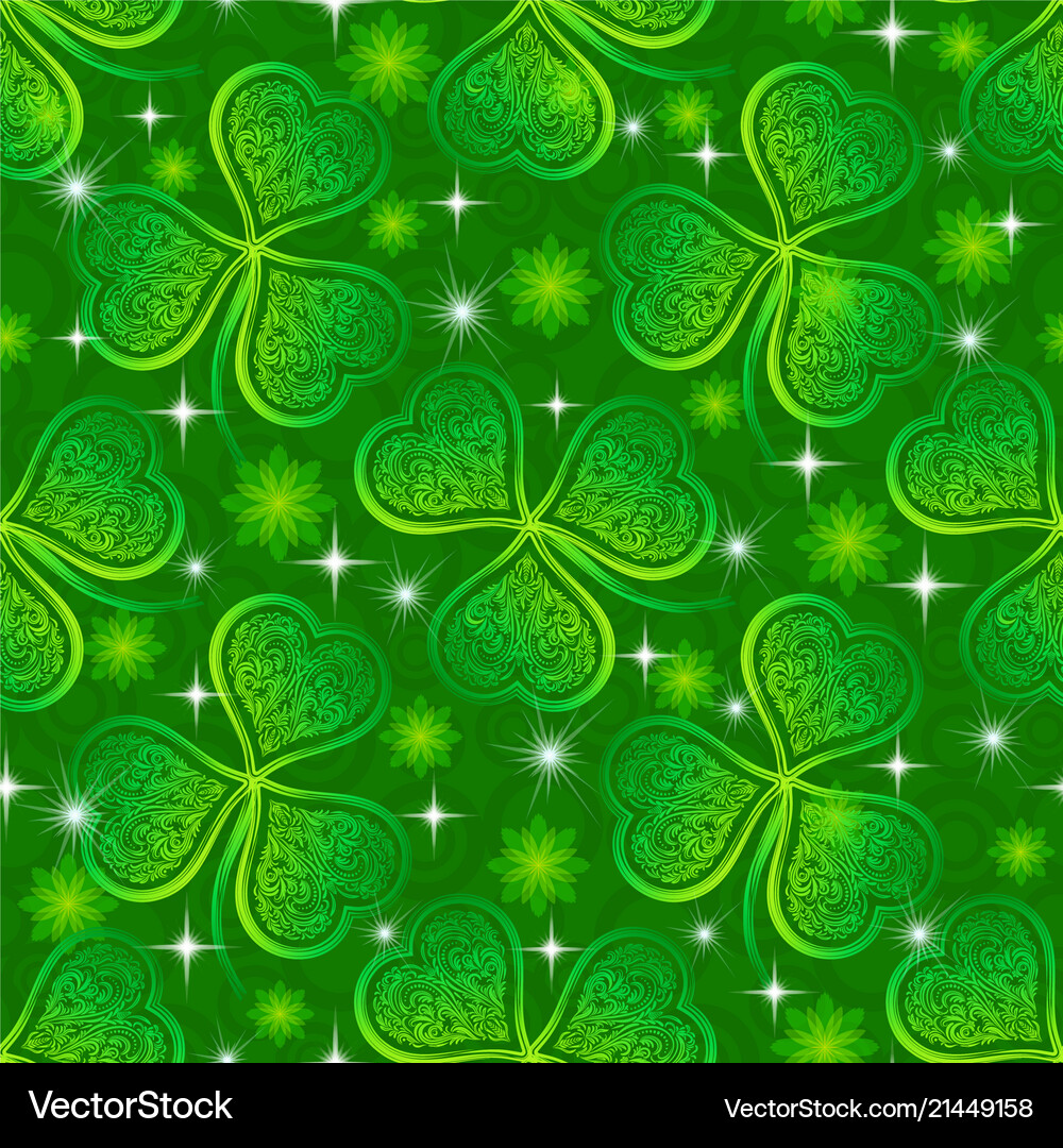 Seamless pattern green clover Royalty Free Vector Image