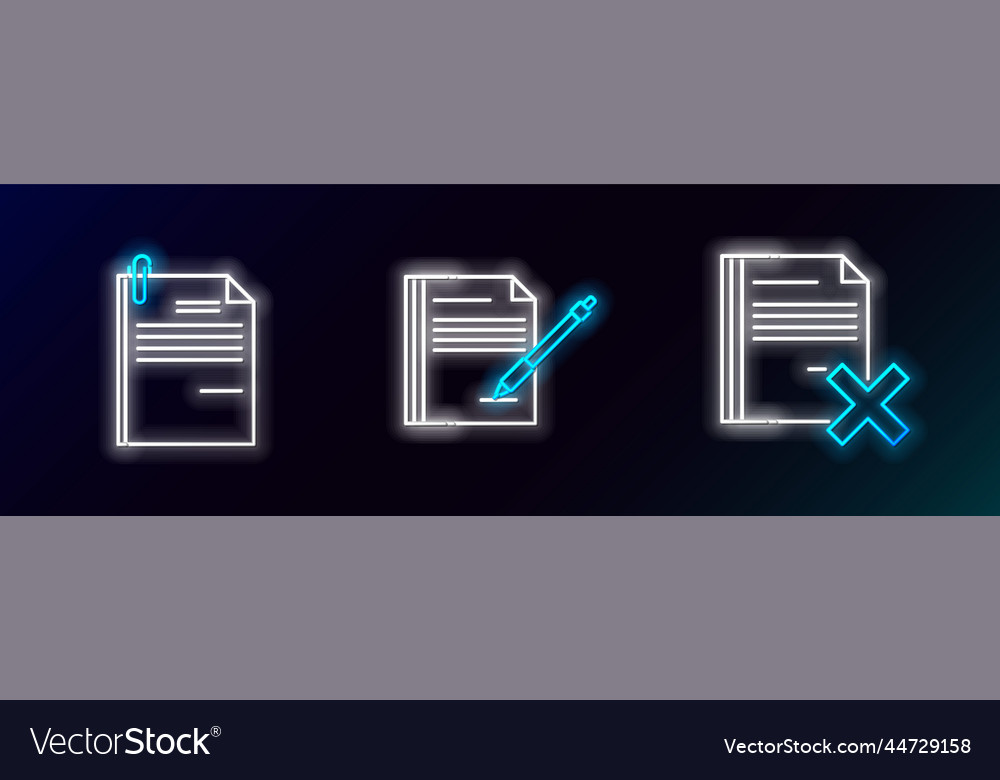 Set line delete file document and paper clip vector image Set line delete file document and paper clip