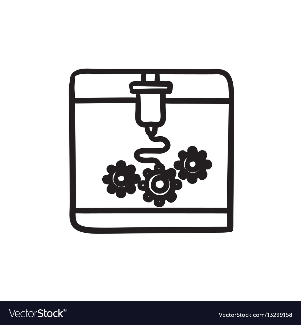Tree d printing sketch icon